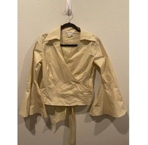 ZARA Tan 3/4 Bell Sleeve Blouse